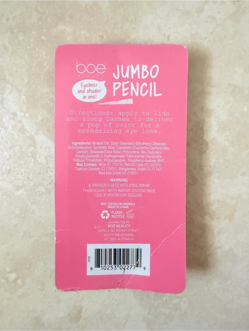 *BRAND NEW* Boe Beauty Jumbo Pencil Pink County Fair Eyeliner&Shader In One Lips
